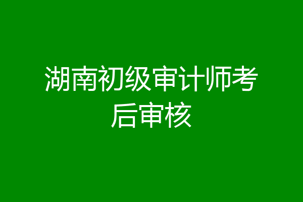 湖南初级审计师考后审核