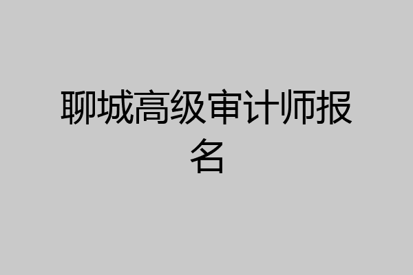 聊城高级审计师报名