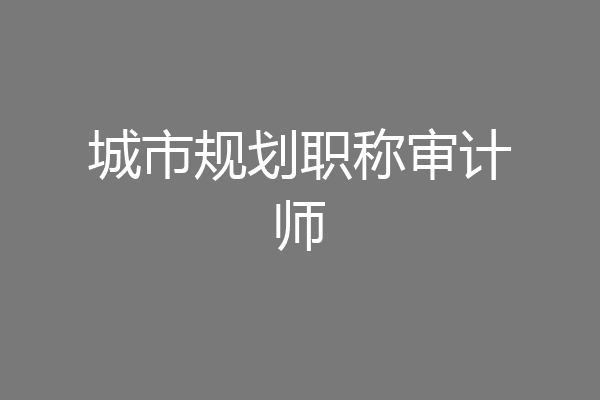 城市规划职称审计师