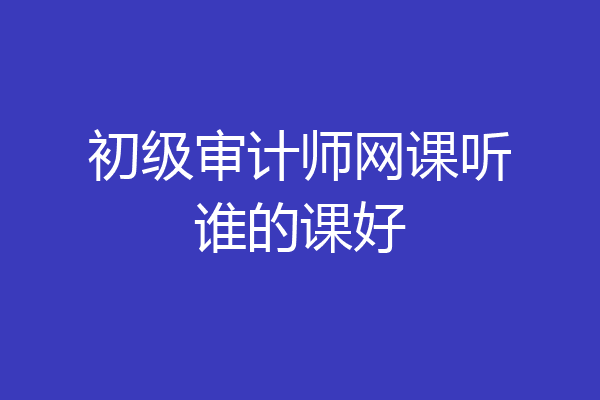 初级审计师网课听谁的课好
