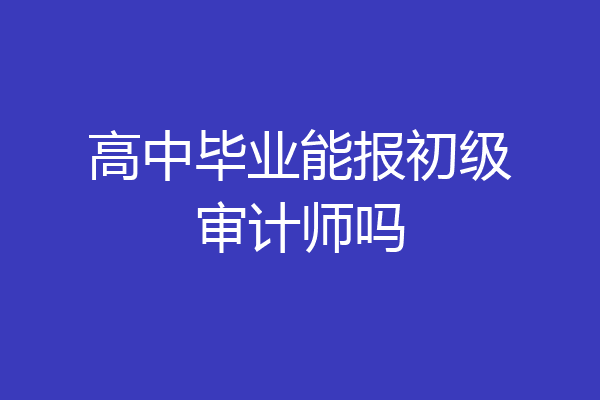 高中毕业能报初级审计师吗