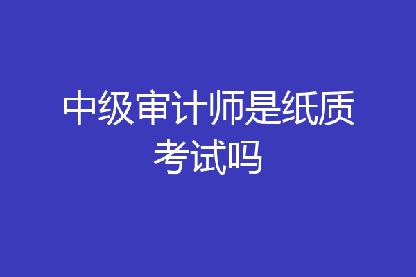 中级审计师是纸质考试吗