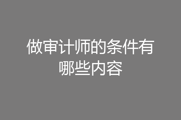做审计师的条件有哪些内容