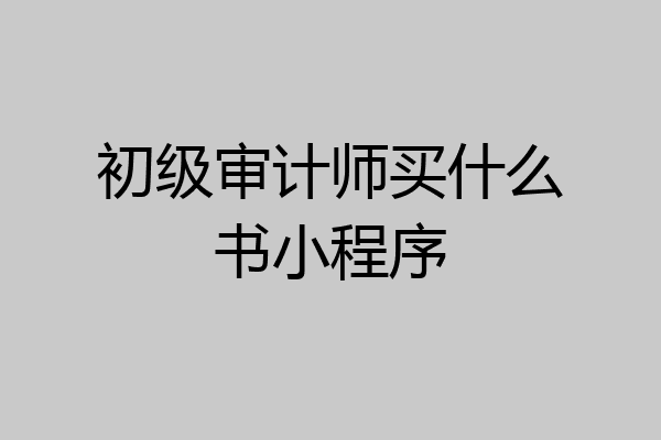 初级审计师买什么书小程序
