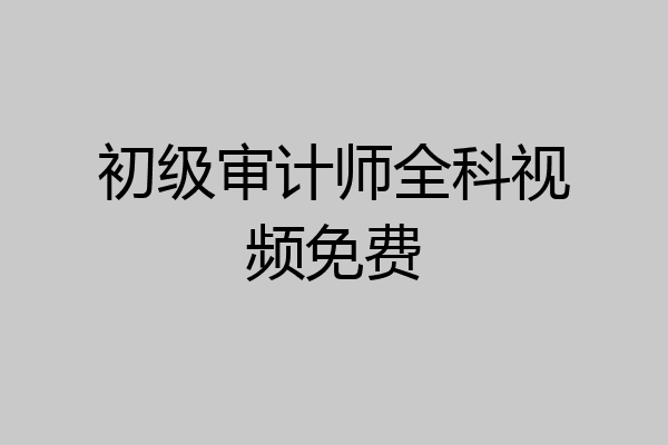 初级审计师全科视频免费