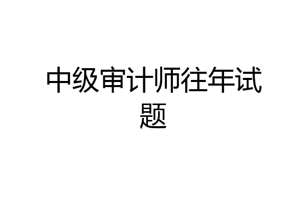 中级审计师往年试题