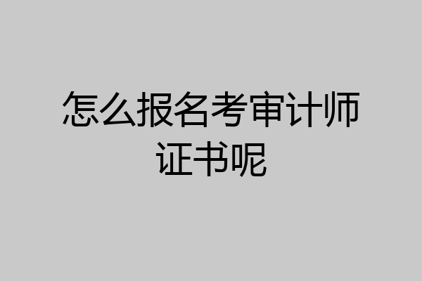 怎么报名考审计师证书呢