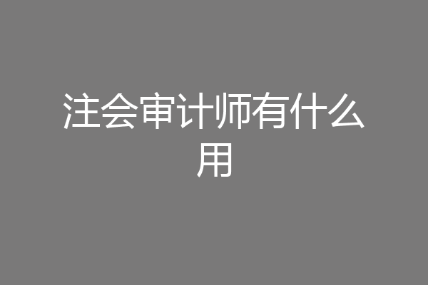 注会审计师有什么用