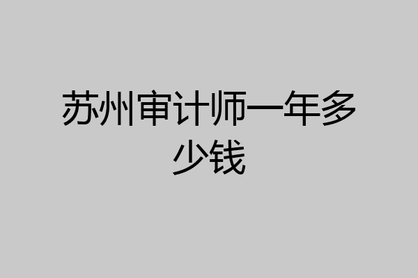 苏州审计师一年多少钱