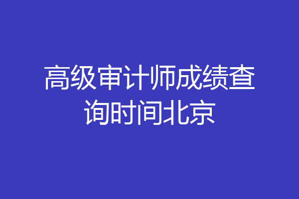 高级审计师成绩查询时间北京