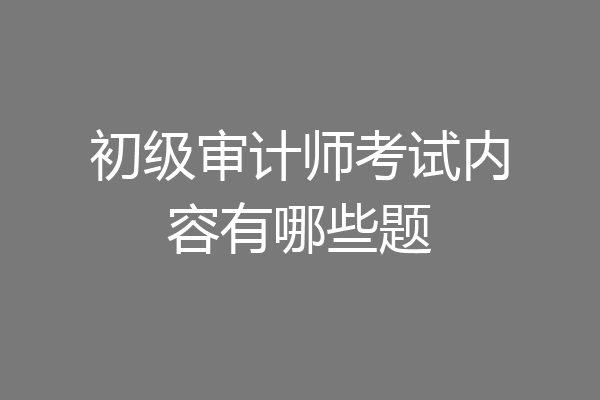 初级审计师考试内容有哪些题