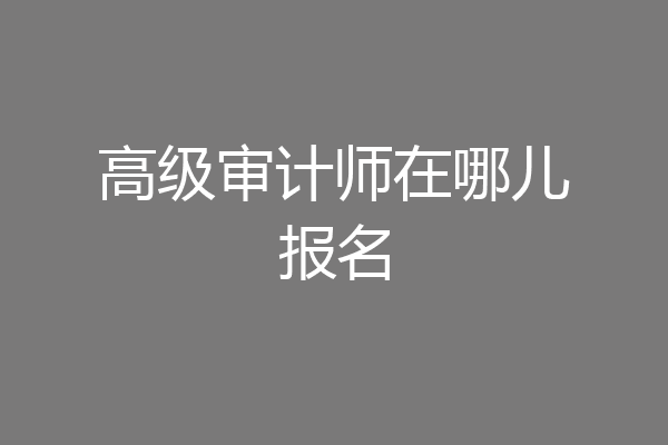 高级审计师在哪儿报名
