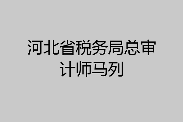 河北省税务局总审计师马列