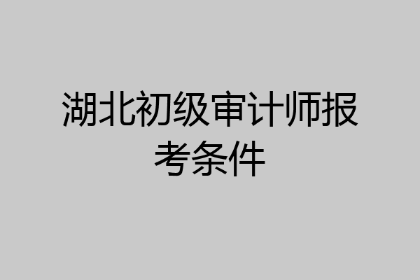 湖北初级审计师报考条件