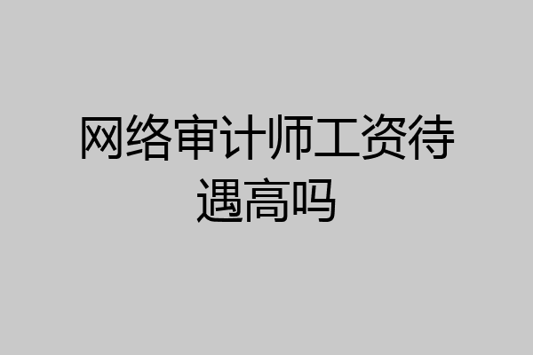 网络审计师工资待遇高吗