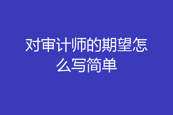 对审计师的期望怎么写简单