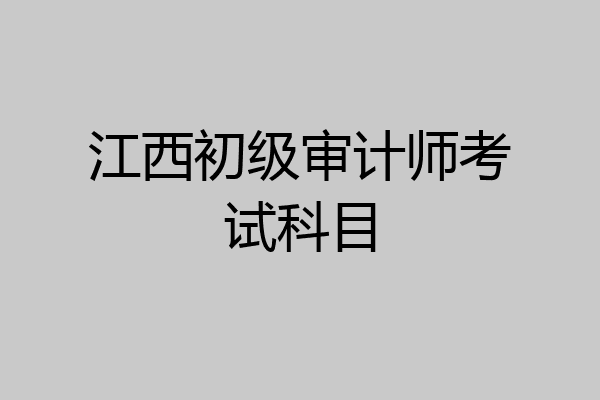 江西初级审计师考试科目