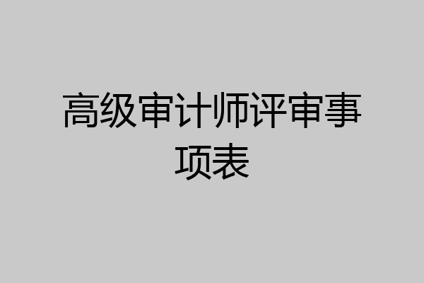 高级审计师评审事项表