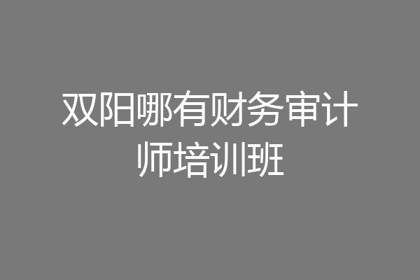双阳哪有财务审计师培训班
