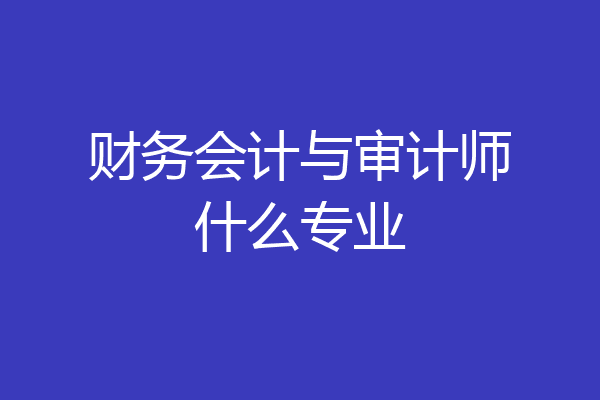 财务会计与审计师什么专业