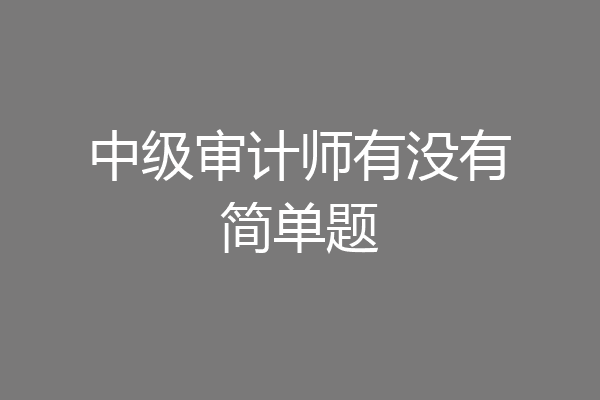 中级审计师有没有简单题