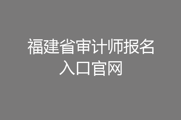 福建省审计师报名入口官网