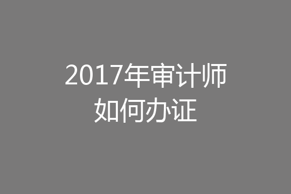 2017年审计师如何办证