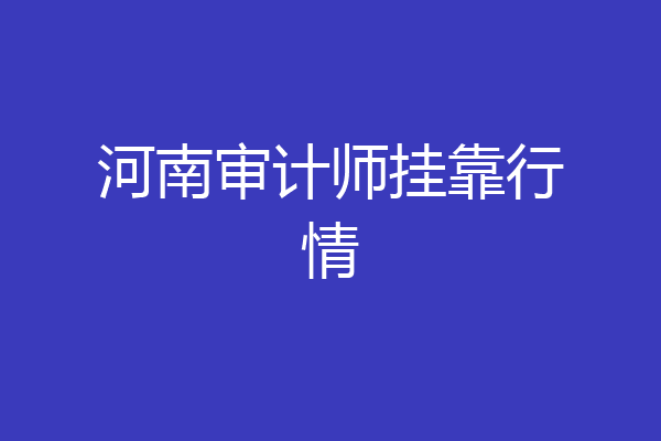 河南审计师挂靠行情