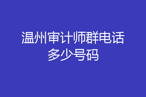 温州审计师群电话多少号码
