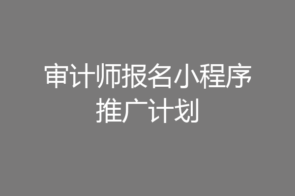 审计师报名小程序推广计划