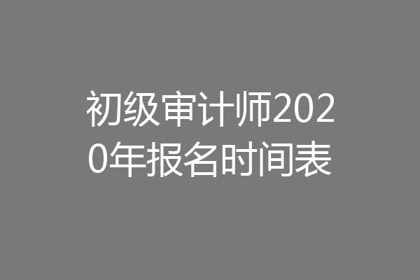 初级审计师2020年报名时间表