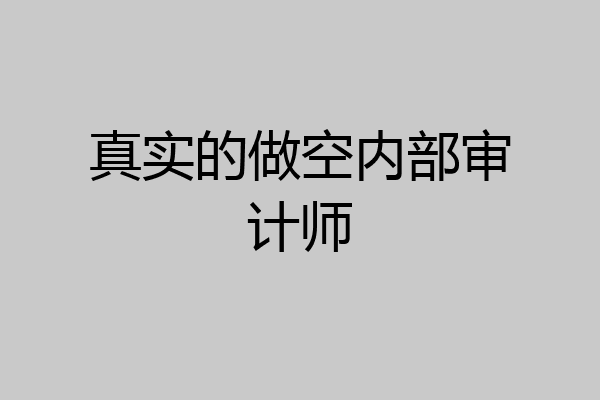 真实的做空内部审计师
