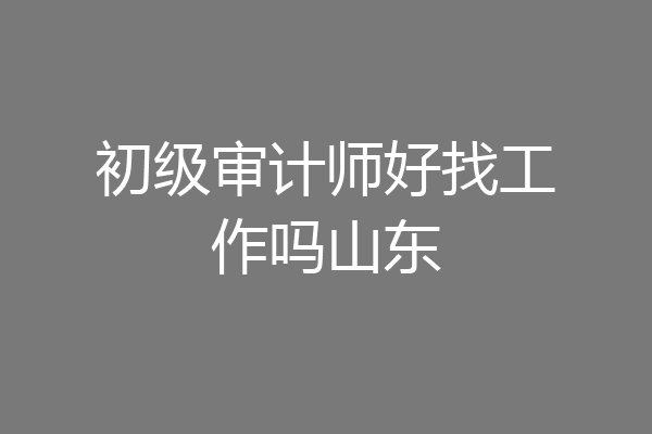 初级审计师好找工作吗山东