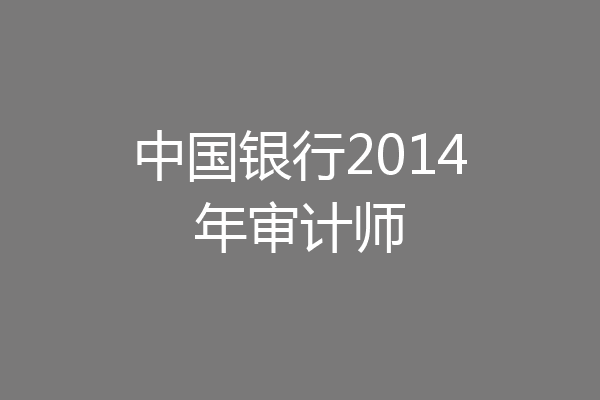 中国银行2014年审计师