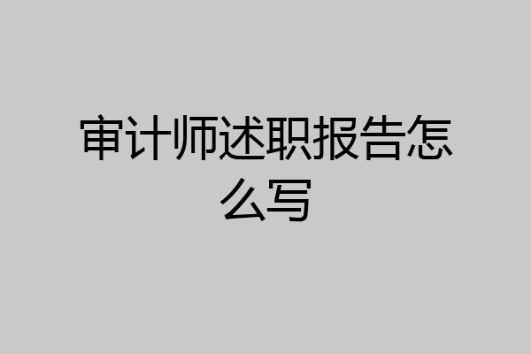 审计师述职报告怎么写