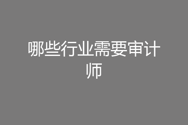 哪些行业需要审计师