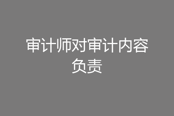审计师对审计内容负责