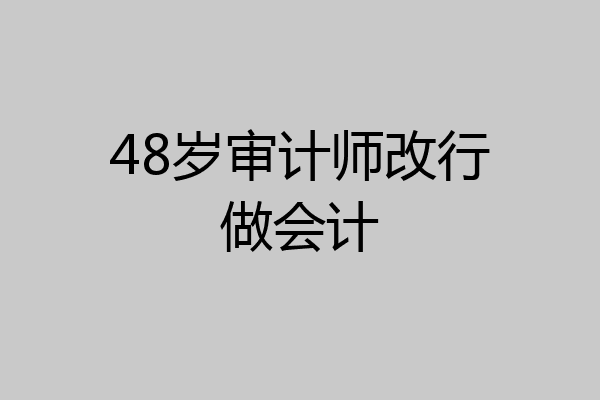 48岁审计师改行做会计