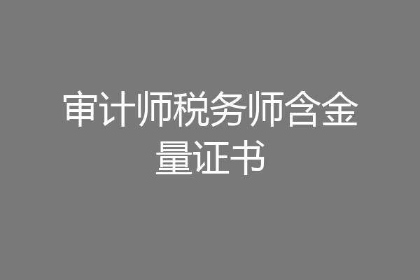 审计师税务师含金量证书