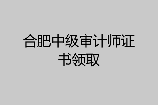 合肥中级审计师证书领取