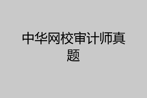 中华网校审计师真题