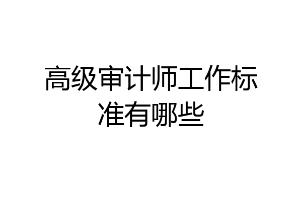 高级审计师工作标准有哪些