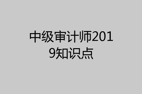 中级审计师2019知识点