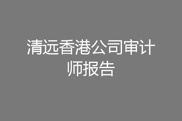 清远香港公司审计师报告