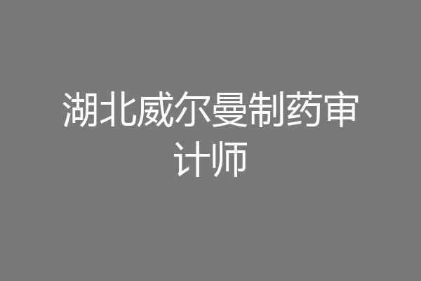 湖北威尔曼制药审计师