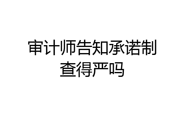 审计师告知承诺制查得严吗