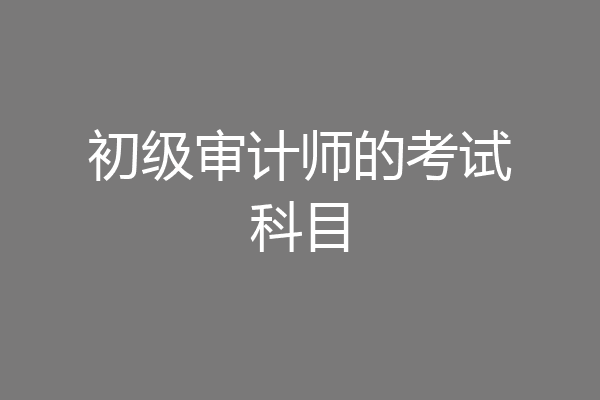 初级审计师的考试科目