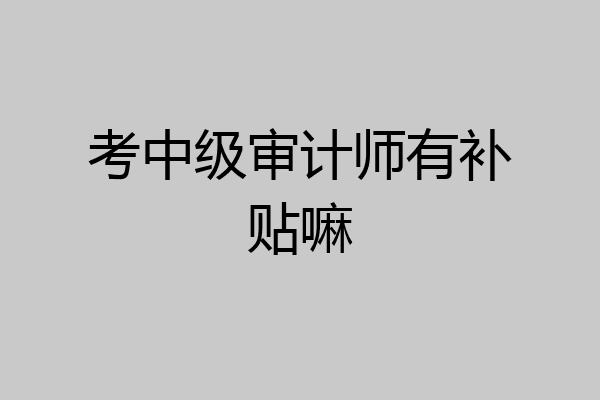 考中级审计师有补贴嘛