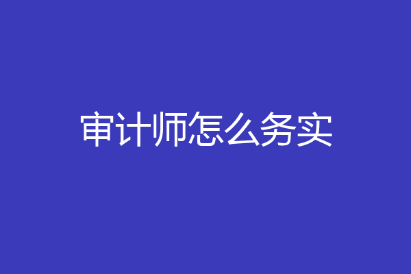 审计师怎么务实