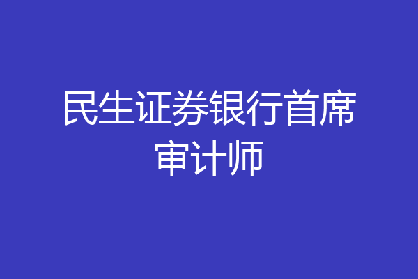 民生证券银行首席审计师